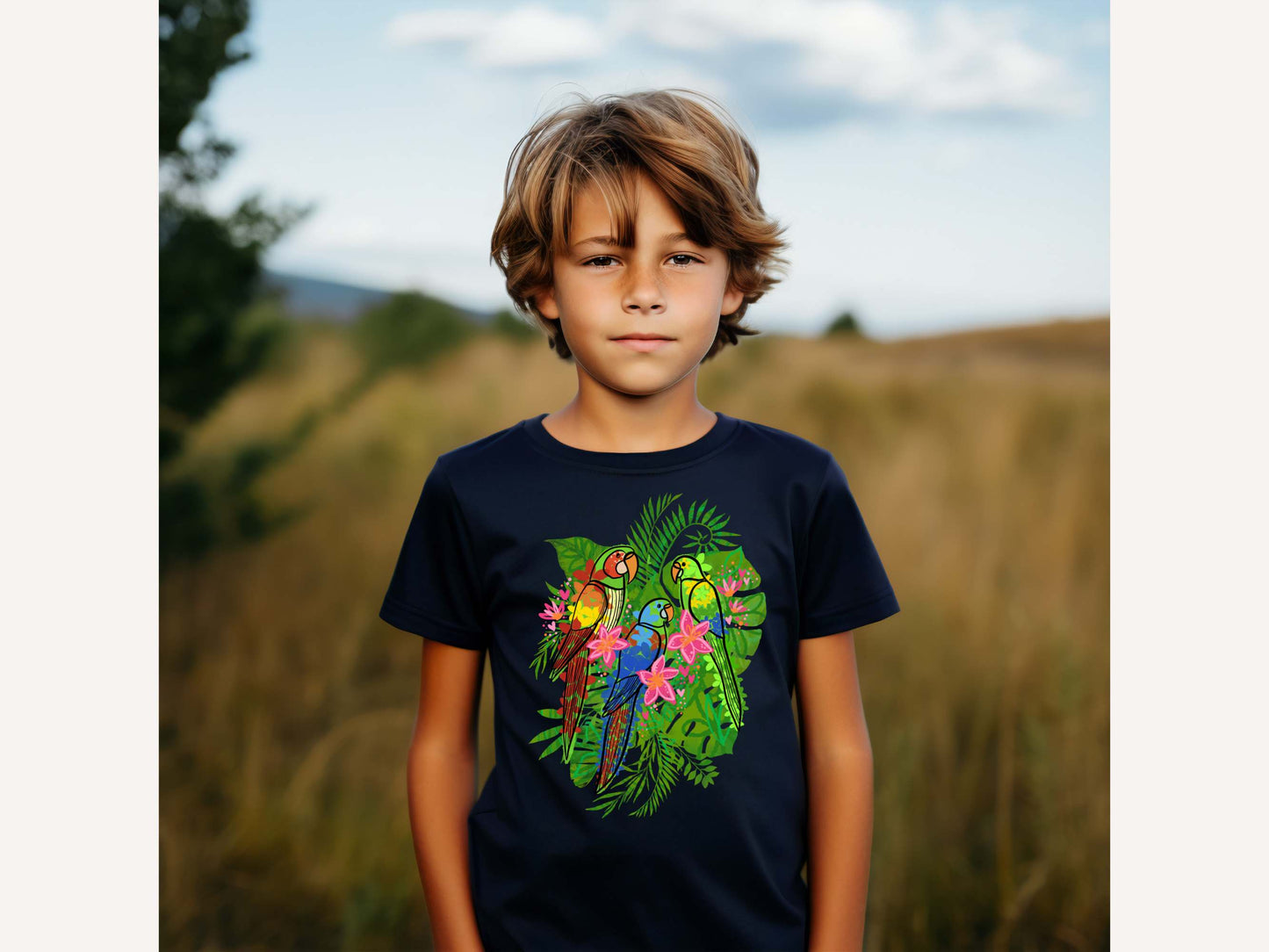 Enchanted Tiki Parrots youth bella + canvas t-shirt