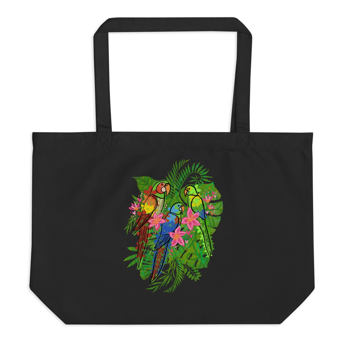 Enchanted Tiki Parrots Large organic tote bag
