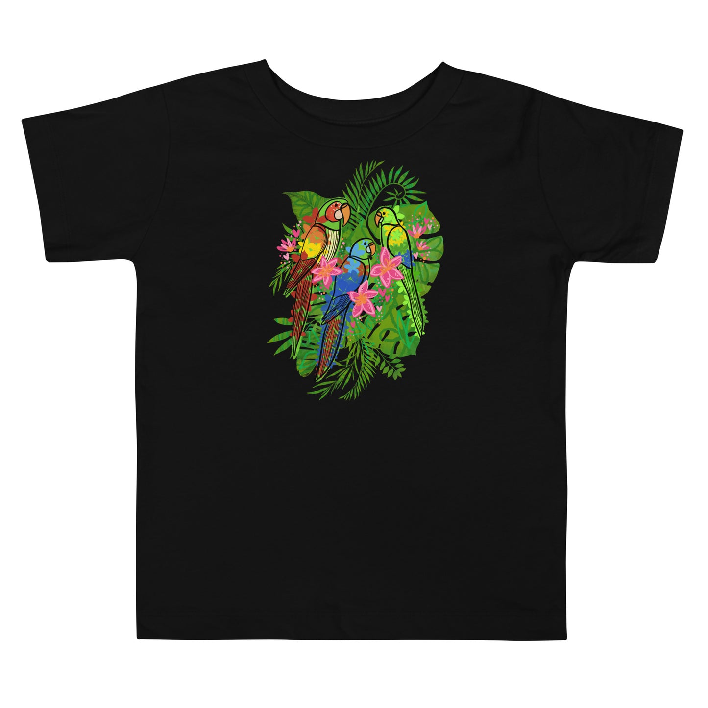 Enchanted Tiki Parrots toddler bella + canvas t-shirt