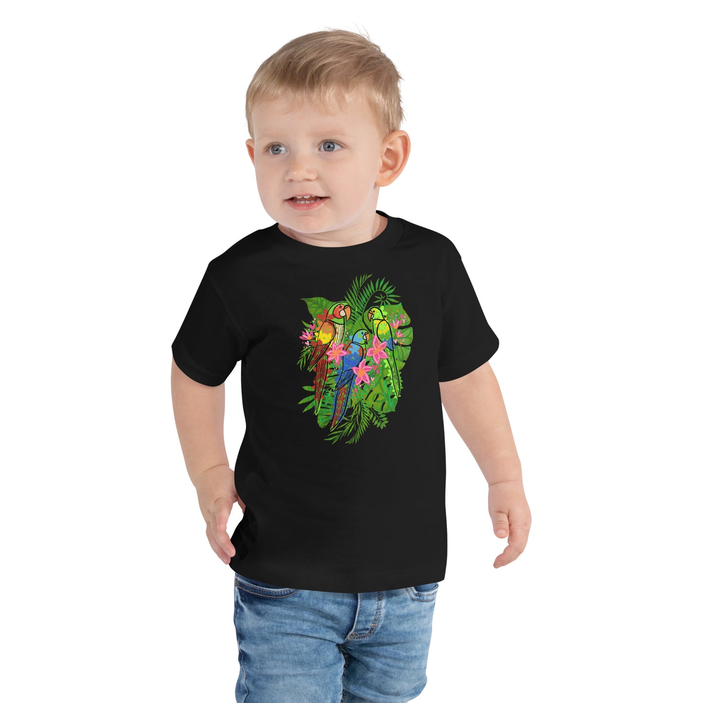 Enchanted Tiki Parrots toddler bella + canvas t-shirt