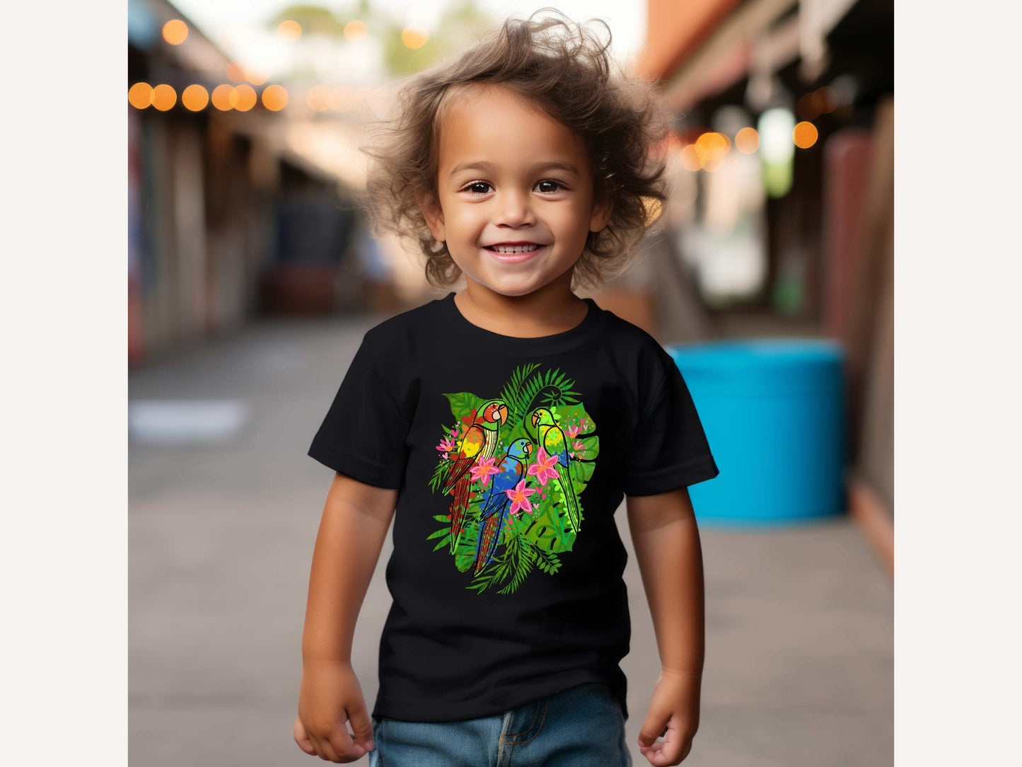 Enchanted Tiki Parrots toddler bella + canvas t-shirt