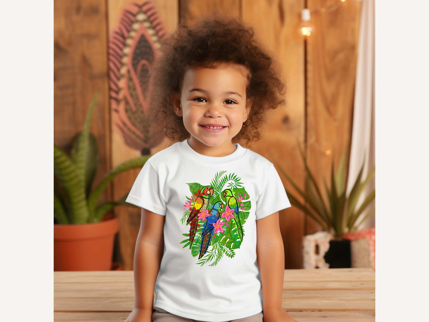 Enchanted Tiki Parrots toddler bella + canvas t-shirt