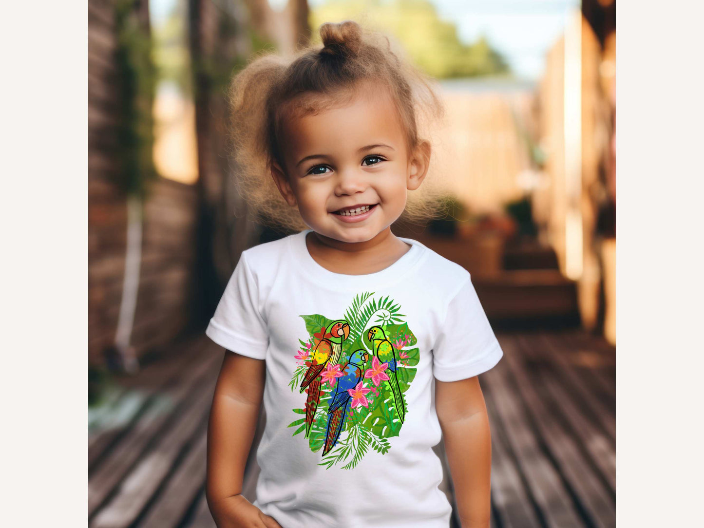 Enchanted Tiki Parrots toddler bella + canvas t-shirt