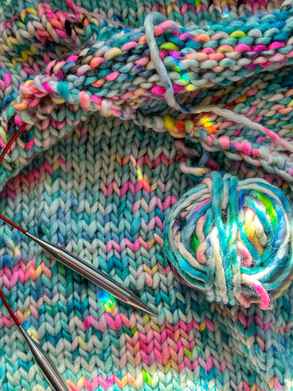 in progress shawl being hand knitted