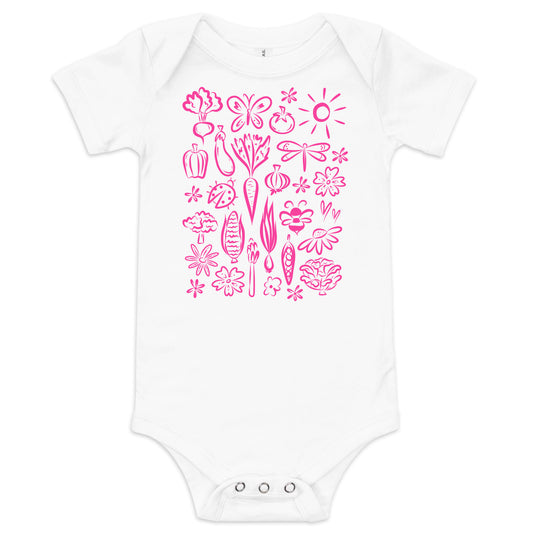 Seeds of Possibility Pink Artwork baby short sleeve onesie