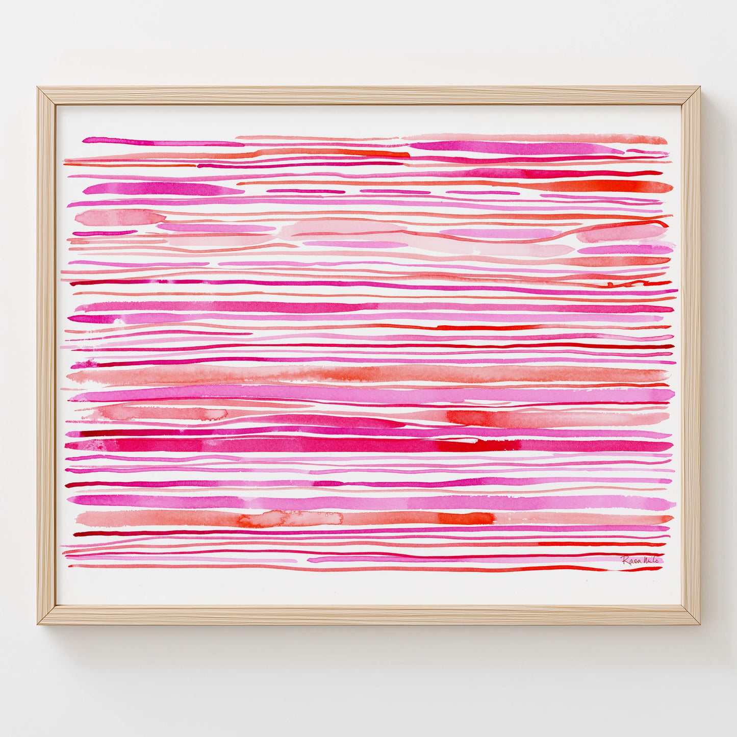 "Coral Kissed Currents" – Pink Coastal Abstract Art Print