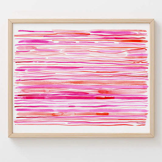 "Coral Kissed Currents" – Pink Coastal Abstract Art Print