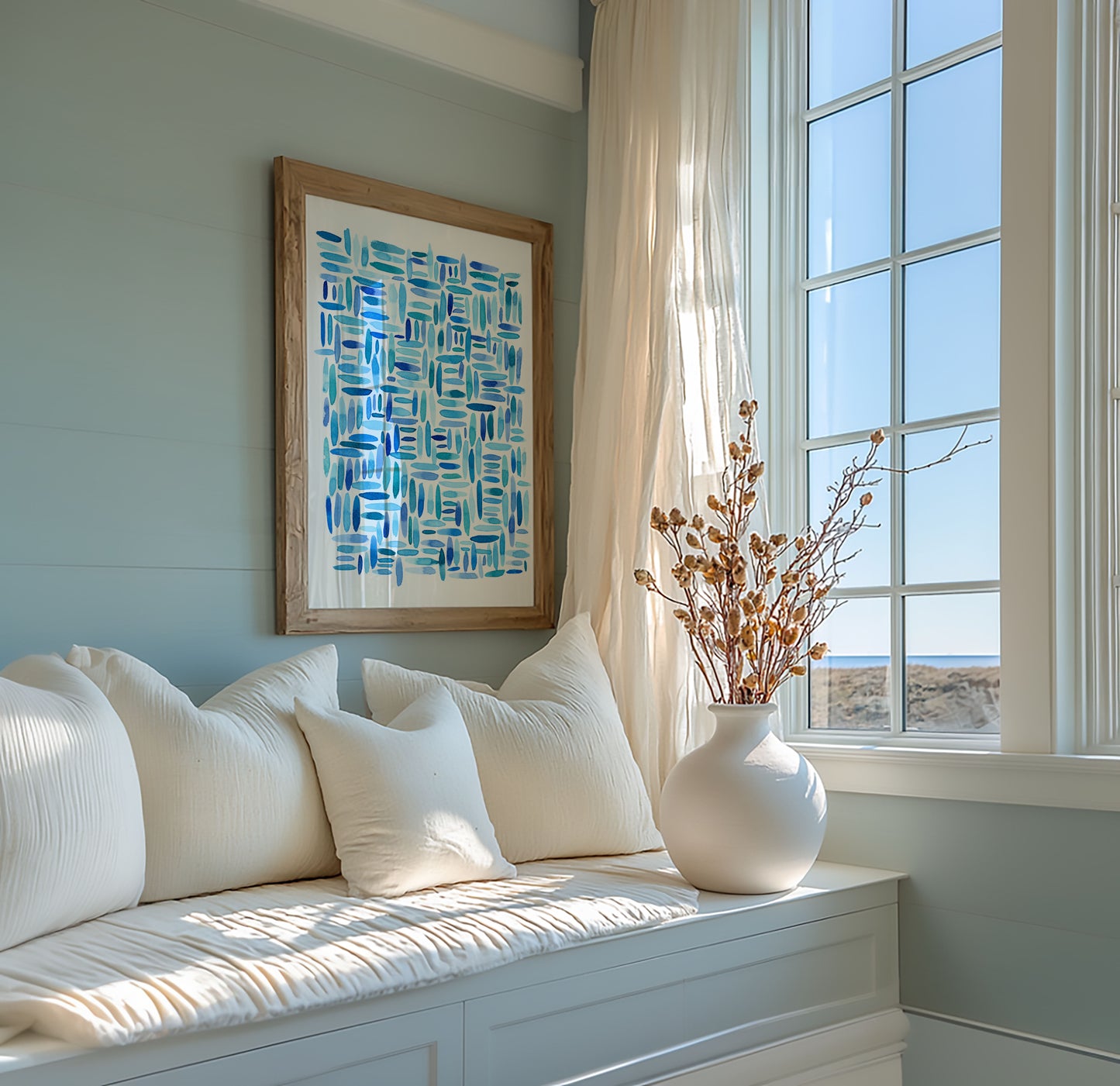 "Darting Shimmer" – Blue Abstract Coastal Art Print