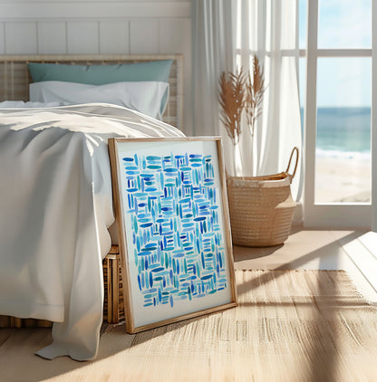 "Darting Shimmer" – Blue Abstract Coastal Art Print